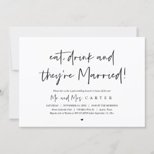 Convite Coma, beba e recupere, poste o brunch do casamento