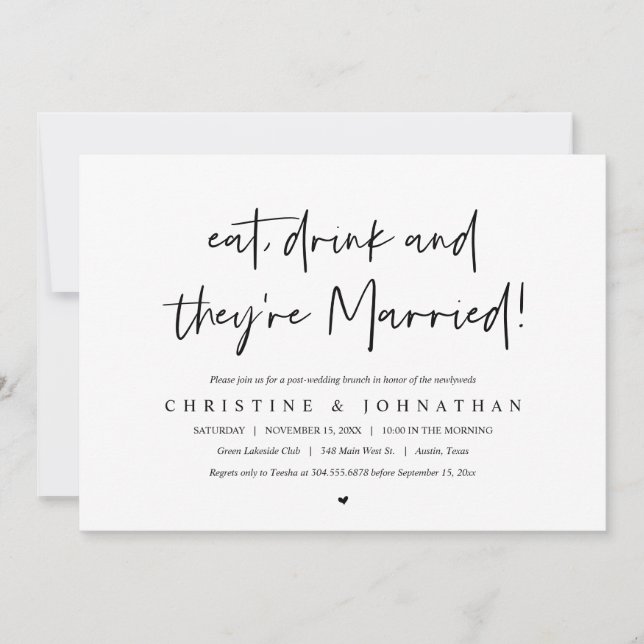 Convite Coma, beba e recupere, poste o brunch invita (Frente)