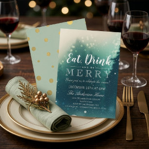 Convite Coma Beba e Se Divirta Jantar de Natal Festa de Fi