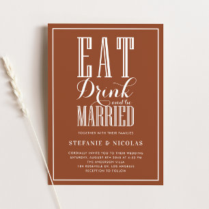 Convite Coma, beba e seja casado com Terracotta Weding