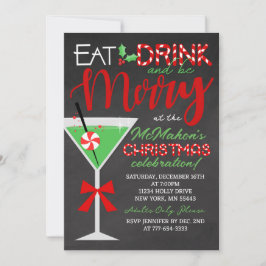 Convite Coma, beba e seja Feliz Festa de Natal de Quadro Q