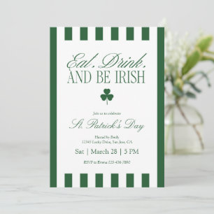 Convite Coma, Beba e Seja Irlandês Dia de São Patrício