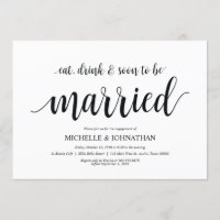 Coma, beba, logo casado, Festa de noivado convida