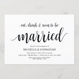 Convite Coma, beba, logo casado, Festa de noivado convida