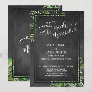 Convite Coma, Beba & Seja Casado Verde e Lousa