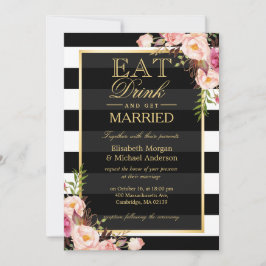 Convite Coma Bebida e Casar com Ouro Floral