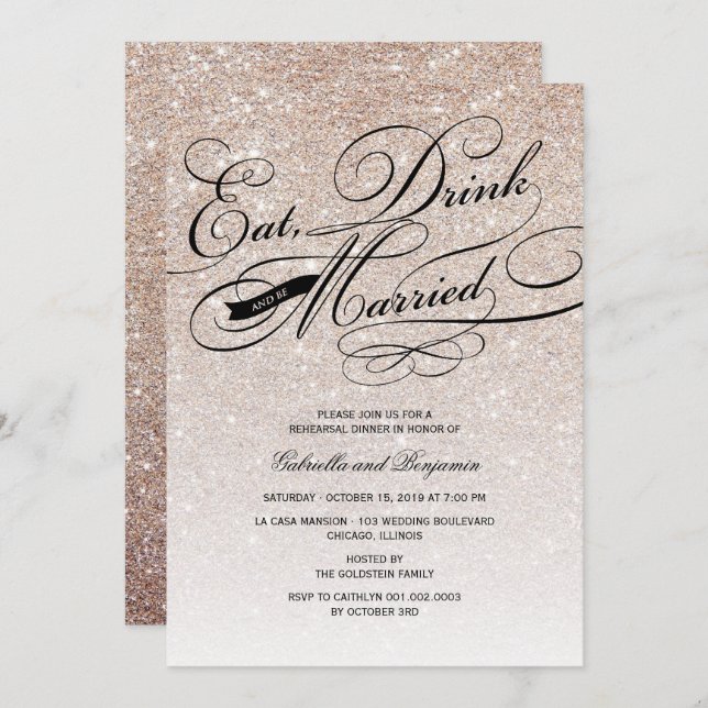 Convite Coma Bebida E Esteja Casado Janto De Ensaio Convid (Frente/Verso)