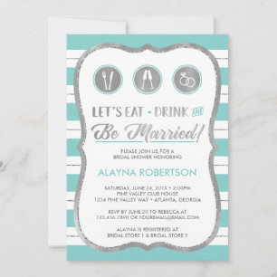 Convite Coma Bebida e seja casado, Faux Silver