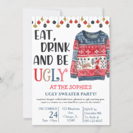 Convite Coma Bebida e Seja Feia Festa de Natal