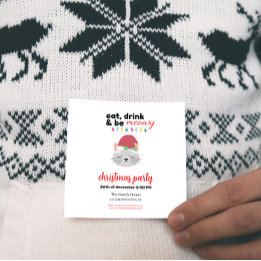 Convite Coma Bebida e seja Papais noeis de Cartoon Feliz N