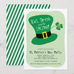 Convite Coma, bebida e seja partido do dia de St Patrick