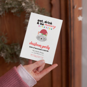 Convite Coma Bebida e seja um Papai noel de Cartoon Meowy