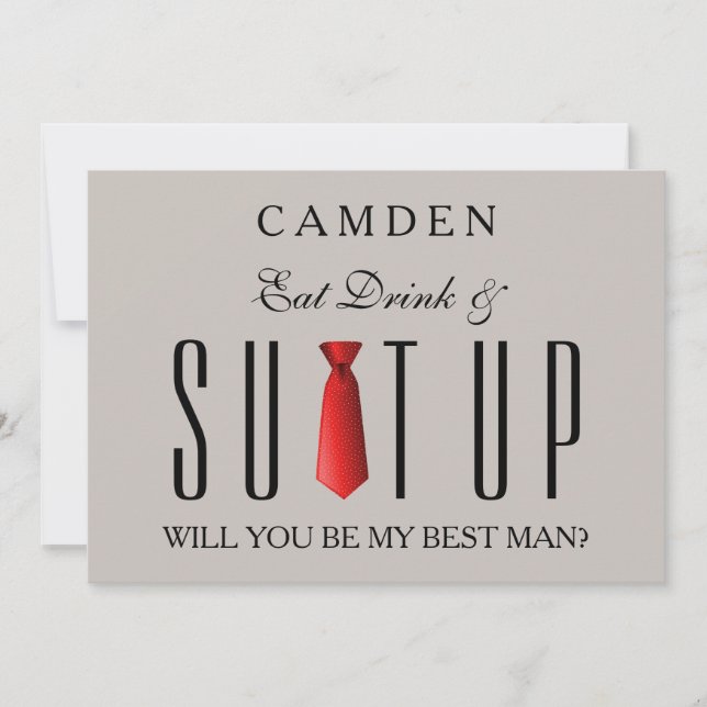 Convite Coma Bebida e Suitup Vermelho Você será meu Bestma (Frente)