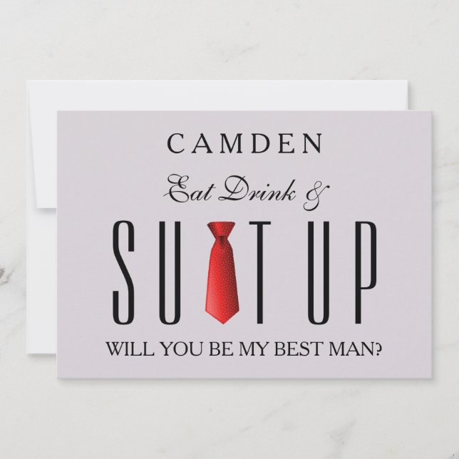 Convite Coma Bebida e Suitup Vermelho Você será meu Bestma (Frente)