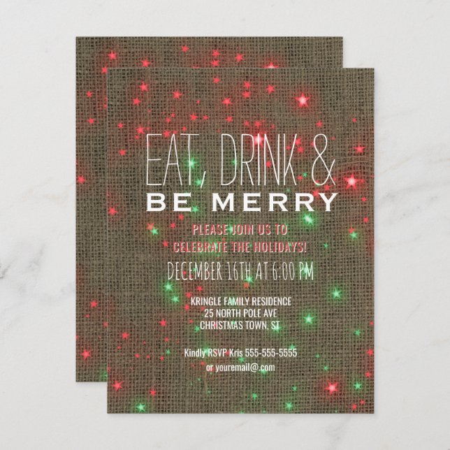 Convite Coma Bebida Seja Feliz Festa de Natal Russo (Frente/Verso)