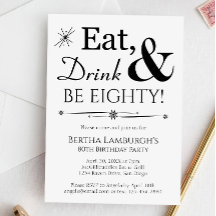 Coma Bebida Seja Oitenta 80 branco preto Aniversár