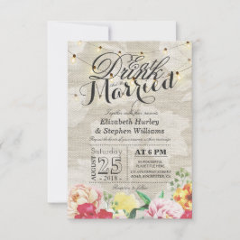 Convite Coma e se case com Cordas Leves Chic Floral