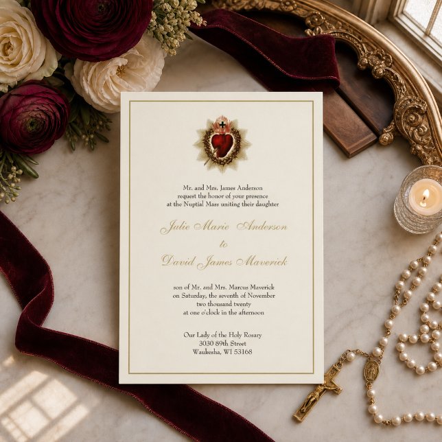Convite Combo de Casamento Católico do Sagrado Coração de  (Criador carregado)