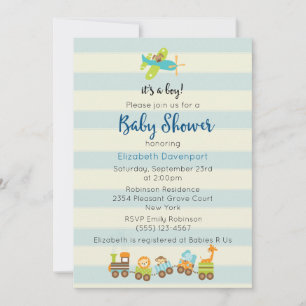 Convite Comboio de Brinquedos e Chá de Bebê de Avião