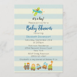 Convite Comboio de Brinquedos e Chá de Bebê de Avião