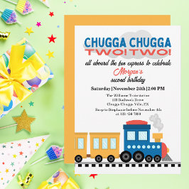 Convite Comboio de Cartoon Colorido do segundo aniversário