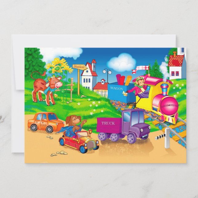 Convite comboio e carro (Frente)