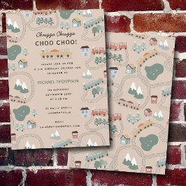 Convite Comboios coloridos giros no Aniversário de criança