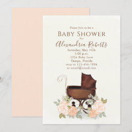 Convite Combustível Floral Elegante De Aquarela Rosa-chá d