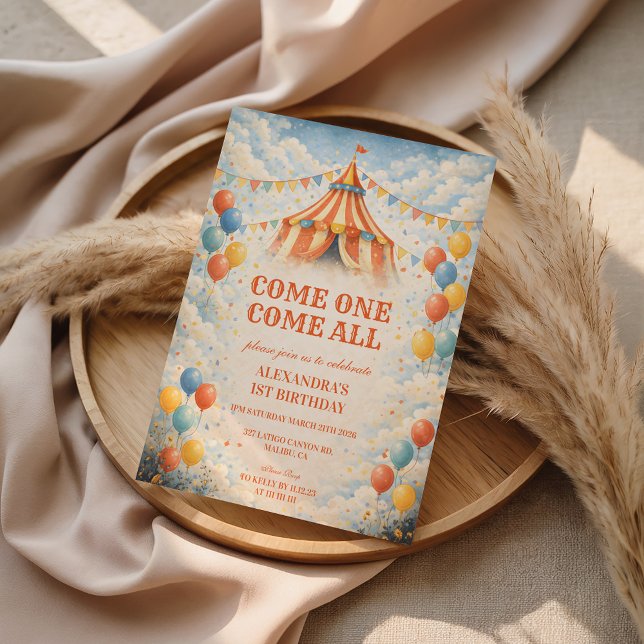 Convite Come One Come All Circus Birthday (Criador carregado)