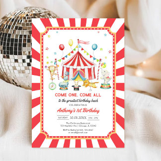 Convite Come One Come All Circus Boy Birthday Invitation
