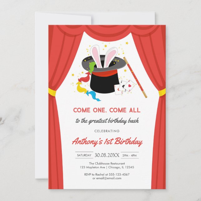 Convite Come One Come All Circus Boy Birthday Invitation (Frente)