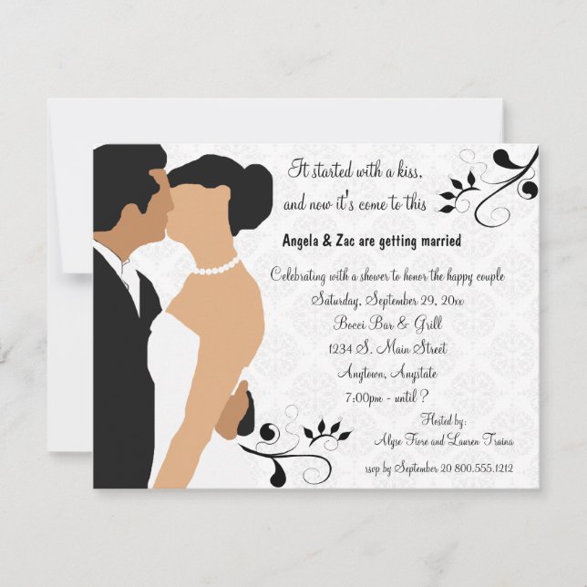 Convite Começado com um chá de panela étnico do beijo (Frente)