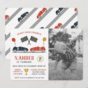 Convite Comece Seu Carro De Corrida De Motores Aniversári