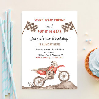 Convite Comece Seu Motor Dirt Bike Motocross Menino Aniver