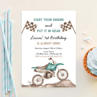 Convite Comece Seu Motor Dirt Bike Motocross Menino Aniver