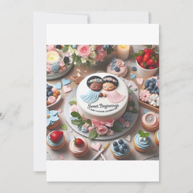 Convite "Começos Doce: Uma Celebração de Chá de fraldas" (Frente)