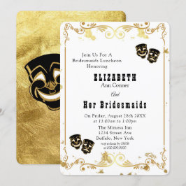 Convite Comédia Dourada e Tragédia em Bridesmaids Luncheid