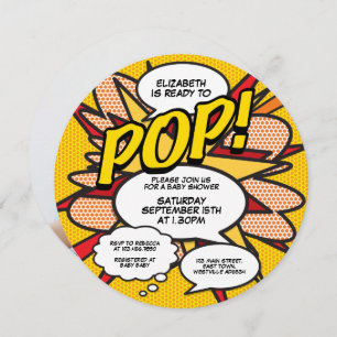 Convite Comédia retrô-retrô pronto para o Chá de fraldas