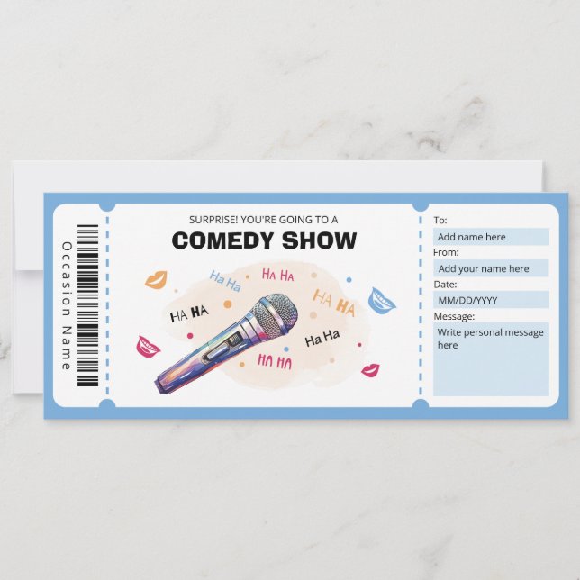Convite Comedy Show Gift Voucher, Passe O Tíquete De Coméd (Frente)