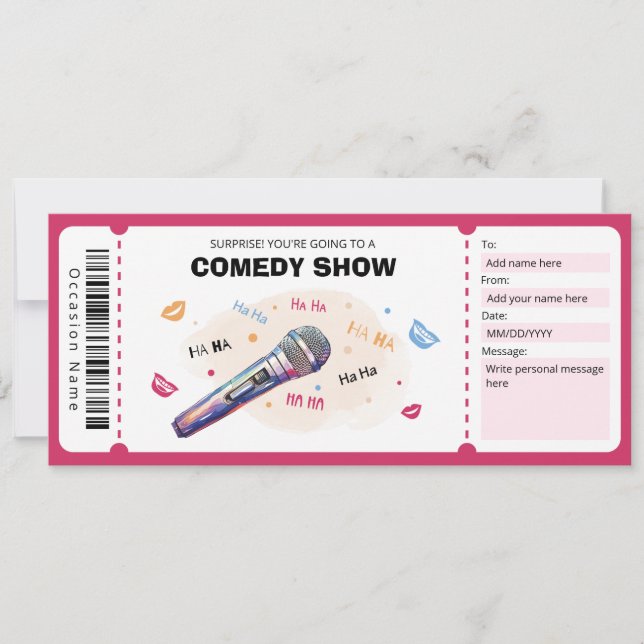 Convite Comedy Show Gift Voucher, Passe O Tíquete De Coméd (Frente)