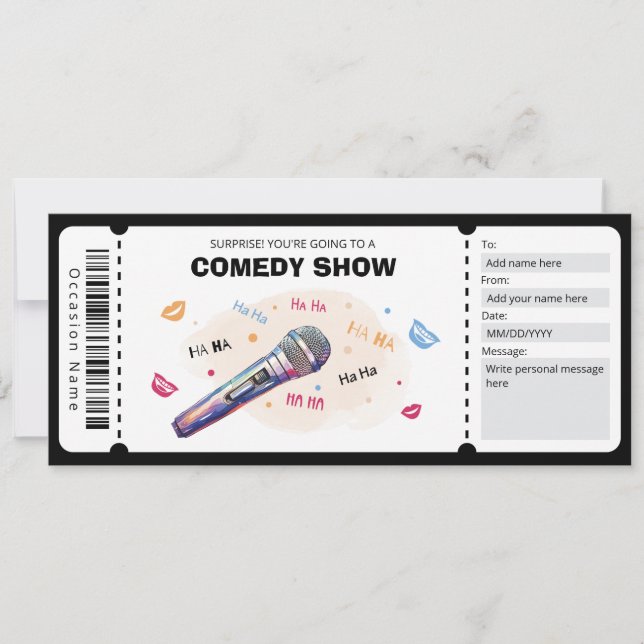 Convite Comedy Show Gift Voucher, Passe O Tíquete De Coméd (Frente)