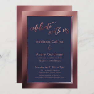 Convite Comemoração azul de Marinho Dourado e escuro conos