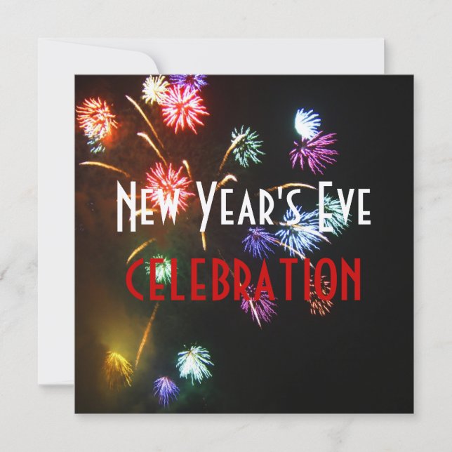 Convite Comemoração de Ano Novo, bolas de champanhe de fog (Frente)