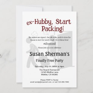 Convite Comemoração do Divorce Party Ex Hubby Início da Em
