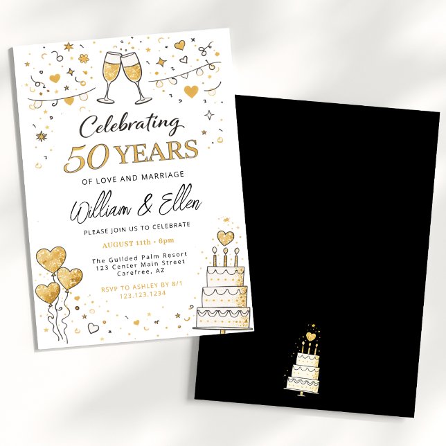 Convite Comemorando 50 Anos de Aniversário de Casamento (Criador carregado)