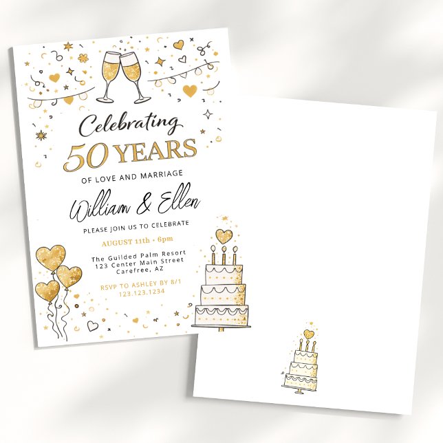 Convite Comemorando 50 Anos de Aniversário de Casamento (Criador carregado)