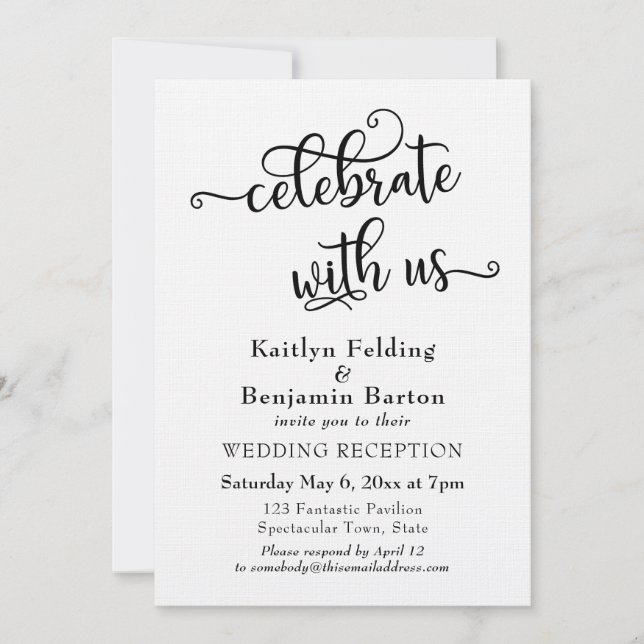 Convite "Comemore Conosco" Tipografia Recepção de Casament (Frente)