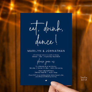 Convite Comer, Beber, Dançar, Festa de Jantar de Casamento