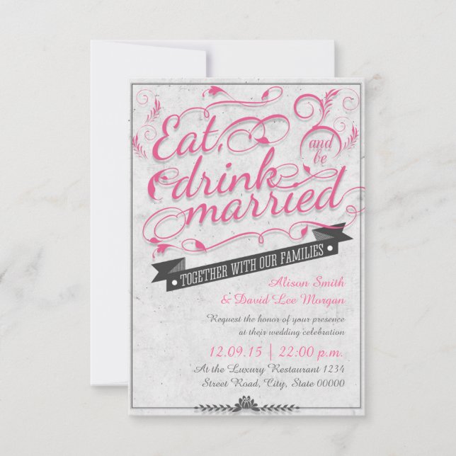 Convite Comer, beber e casar (Frente)