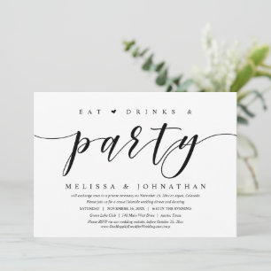 Convite Comer, Beber e Festejar, Jantar de Casamento Intim